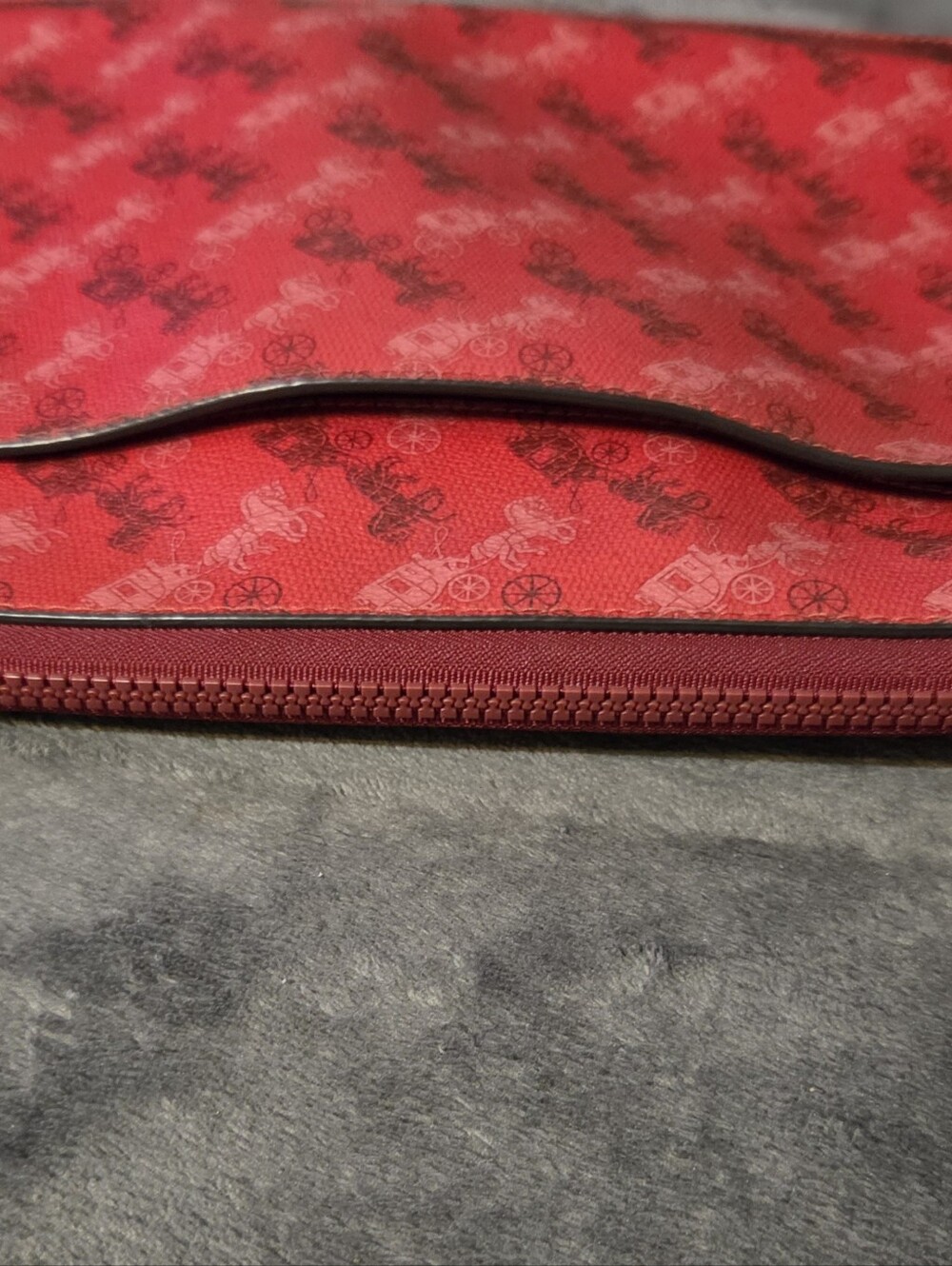 COACH Red Signature Carriage Print Laptop Bag - Picture 10 of 10